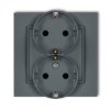 MINI Gniazdo podwójne z uziemieniem schuko (przesłony torów prądowych) grafitowy mat 28MGP-2sp KARLIK