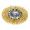 Szczotka druciana tarczowa 100 mm, drut karbowany, mosiądzowany, z trzpieniem 6 mm