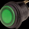 R13-112B8W-02BG0A-L1 Rocker switch, round, IP65, 1x ON - OFF, black/green