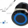 Przycisk chwilowy 16 mm czarny; LED blue 12V