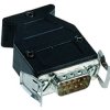 D-Sub connector housing, size: 4 (DC), straight 180°, angled 90°, cable Ø 3 to 7 mm, plastic, black, 09670370452