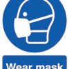 Znak nakazu, Sztywny plastik PP, Niebieski/biały, Wear Mask-Tekst Angielski, szt. 1, Nie Znak