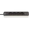 Listwa zasilająca 4 gniazda + 2× USB, przewód 1,5 m, 16 A, czarno-biała, Brennenstuhl Ecolor