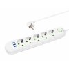 Listwa Zasilająca 5m 5-Gniazd PS-550 Biała, 3 Gniazda USB, Wyłącznik