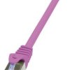 kabel LAN LogiLink CQ3039S, 1 szt., RJ45, CAT 6a, S/FTP, 1.00 m, różowy