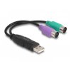 Delock 61051 USB 2.0 Adapter [1x USB 2.0 connector A - 2x PS/2 socket] 0.17 m