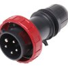 Złącze przemysłowe - zasilające 16A Wtyczka 415 V 3P + N + E Męski Scame Czerwony Montaż na kablu IP66