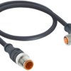 Sensor actuator cable, M12-cable plug, straight to M8-cable socket, angled, 3 pole, 1 m, PUR, black, 4 A, 1210 0806 03 L1 300 1M