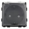 Moduł - Gniazdo elektryczne Schuko IP44 z klapką - czarny - Tawoia Glass