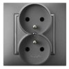 ARIA Gniazdo podwójne z uziemieniem z ramką szary mat GP-2UZ/70 OSPEL