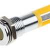 Lampka kontrolna do montażu panelowego 2V dc, Żółta 8mm LED Chrom Końcówka lutownicza RS PRO