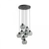 Lampa wisząca CUBUS grafit, okrągła rozeta z dziewięcioma szklanymi kloszami 10208 TK Lighting
