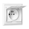 Gniazdo pojedyncze p/t 2P+Z, bryzgoszczelne z klapką Luna, 16A, 250V, PT-16LH, biały,OR-OE-7605/WW