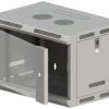 Szafa rack wisząca 19 cali 6U 600x500, niedzielona, drzwi szklane, kolor szary FLAT PACK