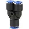 Y connector, L 52 mm, 10 bar, plastic/brass, nickel-plated, for hoses/pipes, 109859