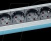 331.010 Power strip, 6 x Type F - CEE 7/3, black-silver