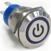 Vandal-proof pushbutton, 2 pole, silver, illuminated  (white), 5 A/250 VAC, mounting Ø 19.2 mm, IP67, 4-2213764-1