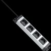 226120010 POWERversal socket strip, 4-way, 1.4 m, silver/black