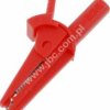 5002-IEC-D4-RT Krokodylek bezpieczny, mini z gniazdem 4mm, 600 V=, kat.II, czerwony, ELECTRO-PJP, 5002IECD4RT