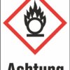 Hazardous goods sign, symbol: GHS03/text: "Achtung", (W) 26 mm, plastic, 013.25-9-37X26-W1 / 36 ST