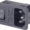 Wtyk IEC montażem zatrzaskowym i wyłącznikiem Kaiser, 10 A, 250 V, czarny