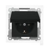 Simon 55 Gniazdo Schuko IP44 z przesłonami z uszczelką ramki (moduł), szybkozłącza. Klapka w kolorze Czarny mat TGSZ1BCZ.01/149