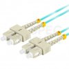 Patchcord światłowodowy MM SC/UPC-SC/UPC duplex 3mm OM3 bezhalogenowy LSOH aqua 2m LANBERG