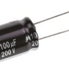 Kondensator 100μF 200V dc Radialny, Otwór przelotowy Panasonic roztaw: 7.5mm 16 (Dia.) x 25mm