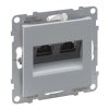 SUNO Gniazdo komputerowa podwójna RJ45 kat 6a STP aluminium 721359
