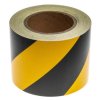 Taśma odblaskowa, kolor: Czarny/żółty, 100mm x 25m, RS PRO