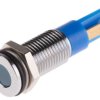 Lampka kontrolna do montażu panelowego 12V dc, niebieska 8mm LED Chrom Faston, oczko lutownicze RS PRO