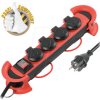 Socket strip, 4 outlets, 3.0 m, with switch, IP44, black