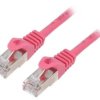 Patch cord F/UTP, Cat 6, wtyk RJ45 z obu stron, linka, CCA, 5m, PVC, różowy PP6-5M/RO
