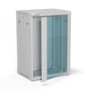 Szafa rack wisząca 19 cali 18U 600x450, drzwi szklane, tył i osłony boczne demontowalne, FLAT PACK kolor szary ALANTEC