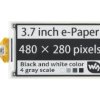 Waveshare 3.7inch e-Paper e-Ink Raw Display, 480×280, Black / White, 4 Grey Scales, SPI, Without PCB