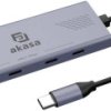 Akasa AK-CBCA32-18BK USB-Hub 4 porty USB-A USB 3.2 Gen2 10 GBit/s z wtyczką USB-C aluminiowy (anodowany) 10Gbps USB Type