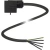 Sensor actuator cable, valve connector DIN form A, angled to open end, 2 pole + PE, 2 m, PUR, black, 4 A, 456834