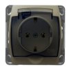 GAZELA Gniazdo pojedyncze z uziemieniem schuko + osłona IP44 satyna GPH-1JS/m/16/16/d OSPEL