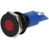 R-TECH 656995 Panel Indicator 14mm Flat 12V Red Black Plated Brass