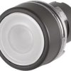 Pushbutton, illuminable, groping, waistband round, white, front ring black, mounting Ø 22.3 mm, 46-2231.11N0.000