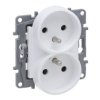 NILOE SELECTION Gniazdo podwójne z uziemieniem do ramek wielokrotnych (bez przesłony, zaciski śrubowe) białe 762035 LEGRAND