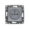 VENA Gniazdo pojedyncze z uziemieniem z przesłoną torów prądowych bez ramki aluminium 514034 KOS