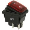 Przełącznik; klawiszowy (kołyskowy); A-603R.; ON-OFF; 2 tory; czerwony; podświetlenie LED 12-24V; czerwony; bistabilny; konektor
