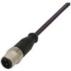 Sensor actuator cable, M12-cable plug, straight to open end, 4 pole, 3 m, PUR, black, 21347800474030