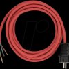 1160450 Power cord, safety plug, 3 m, red, open end