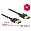Delock 84786 HDMI Cable A-A 0.5m High Speed with Ethernet 4K 60Hz Slim Black