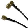 Coaxial cable, SMA plug (angled) to SMA plug (straight), 50 Ω, RG-174/U, grommet black, 153 mm, 135103-02-06.00
