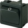 Rocker switch, black, 2 pole, On-Off, off switch, 10 (4) A/250 VAC, 6 (4) A/250 VAC, IP40, unlit, printed, 1802.3102