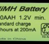 200AAM1A1P NiMH industrial cell from GP, solder tail, 2000mAh
