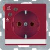 Q.x Gniazdo pojedyncze z uziemieniem schuko z ochroną przepięciową i polem opisowym czerwony aksamit 41086062 HAGER